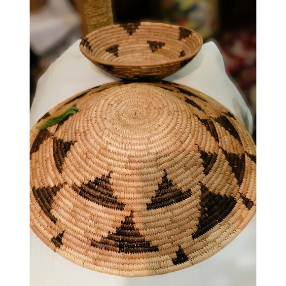 VTG Botswana Coiled Basket Bowl Set 2"Flight of the Swallows" Pattern hand woven - Picture 8 of 16